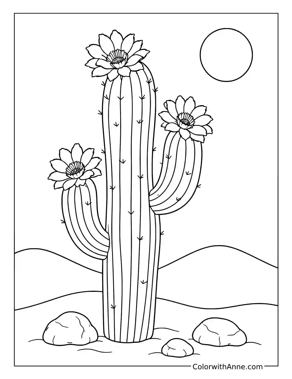 Blooming Desert Cactus coloring page