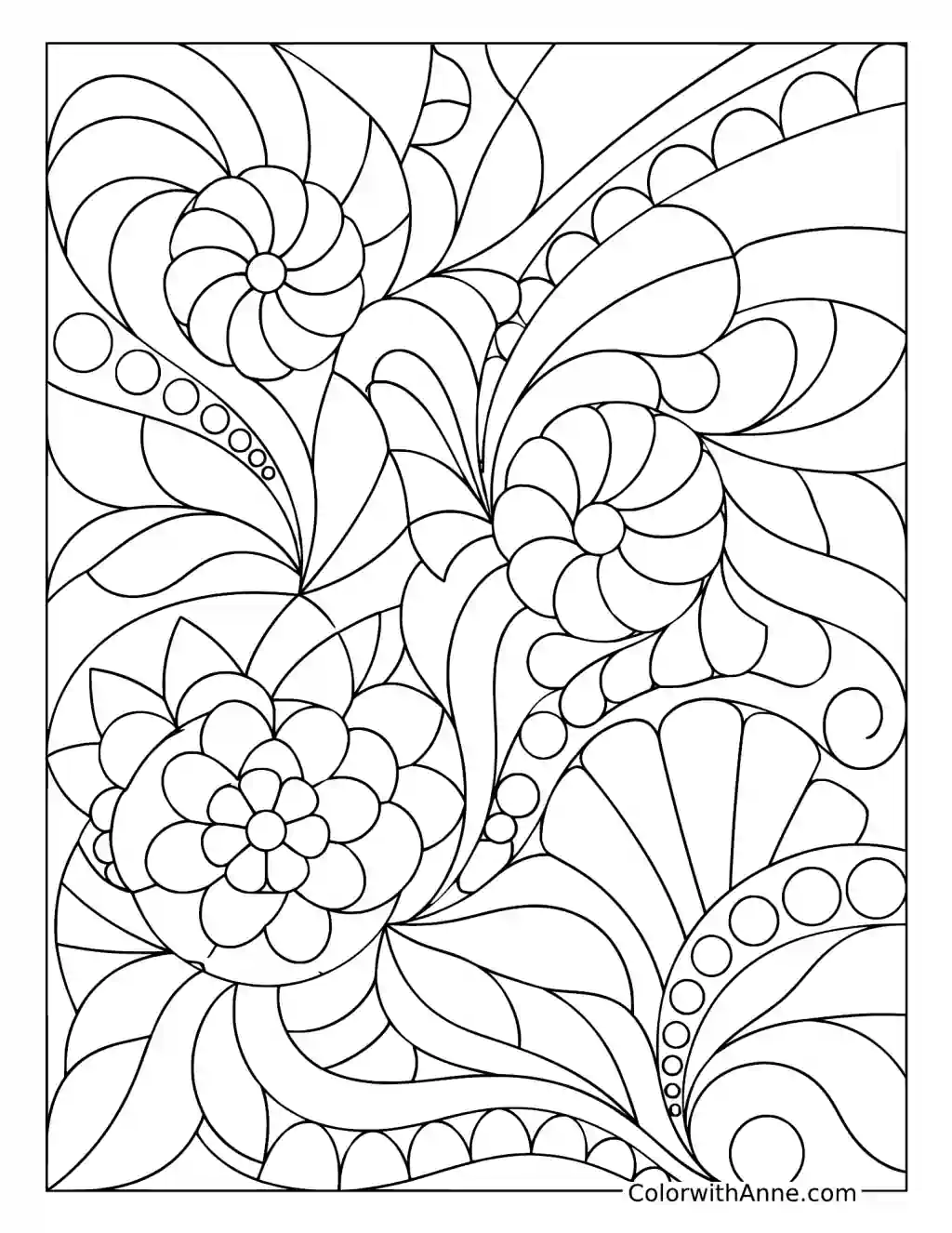 Blossoming Spiral Garden coloring page