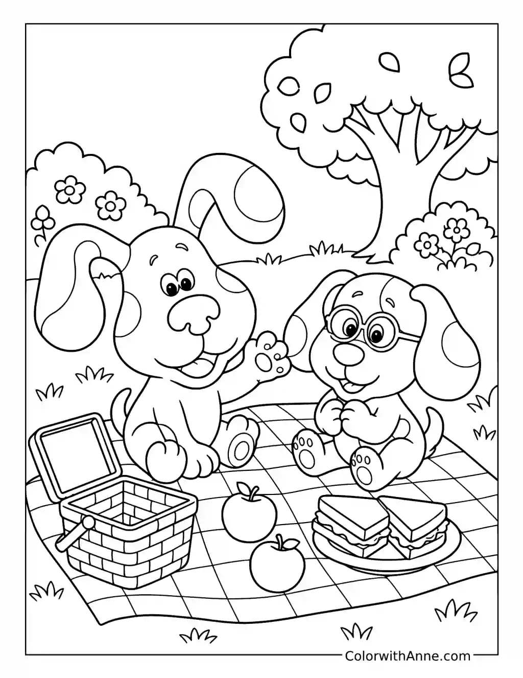 Blue and Magenta Picnic coloring page