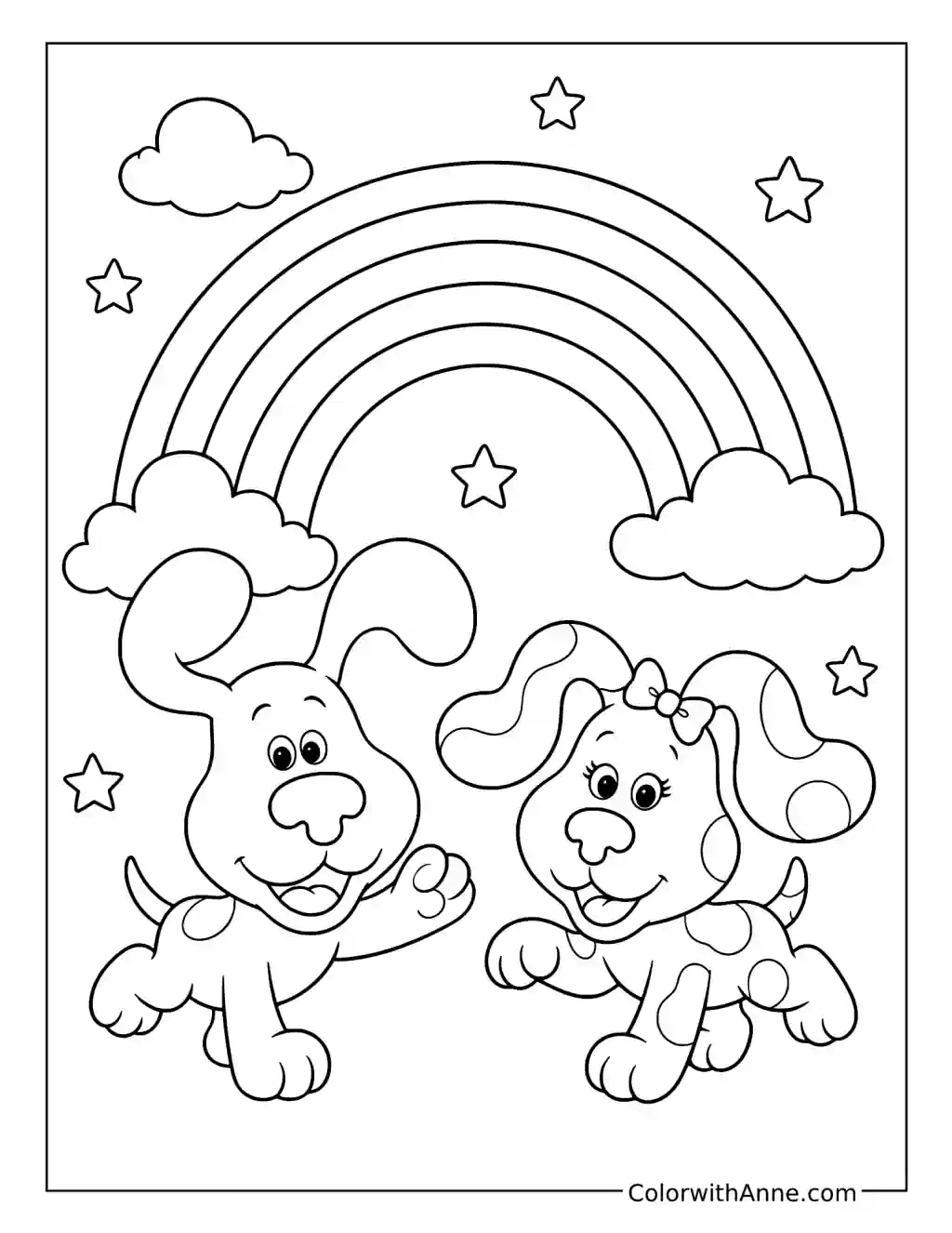 Blue and Rainbow Puppy coloring page