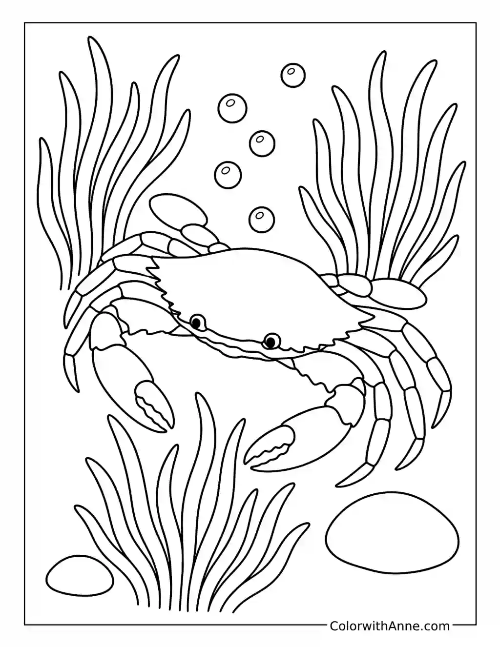 Blue Crab in Seagrass coloring page