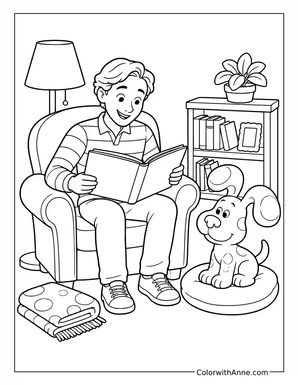 Blue's Cozy Reading Nook coloring page