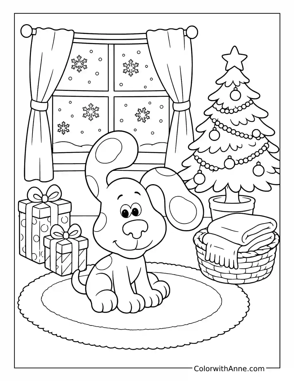 Blue's Cozy Winter Tree coloring page