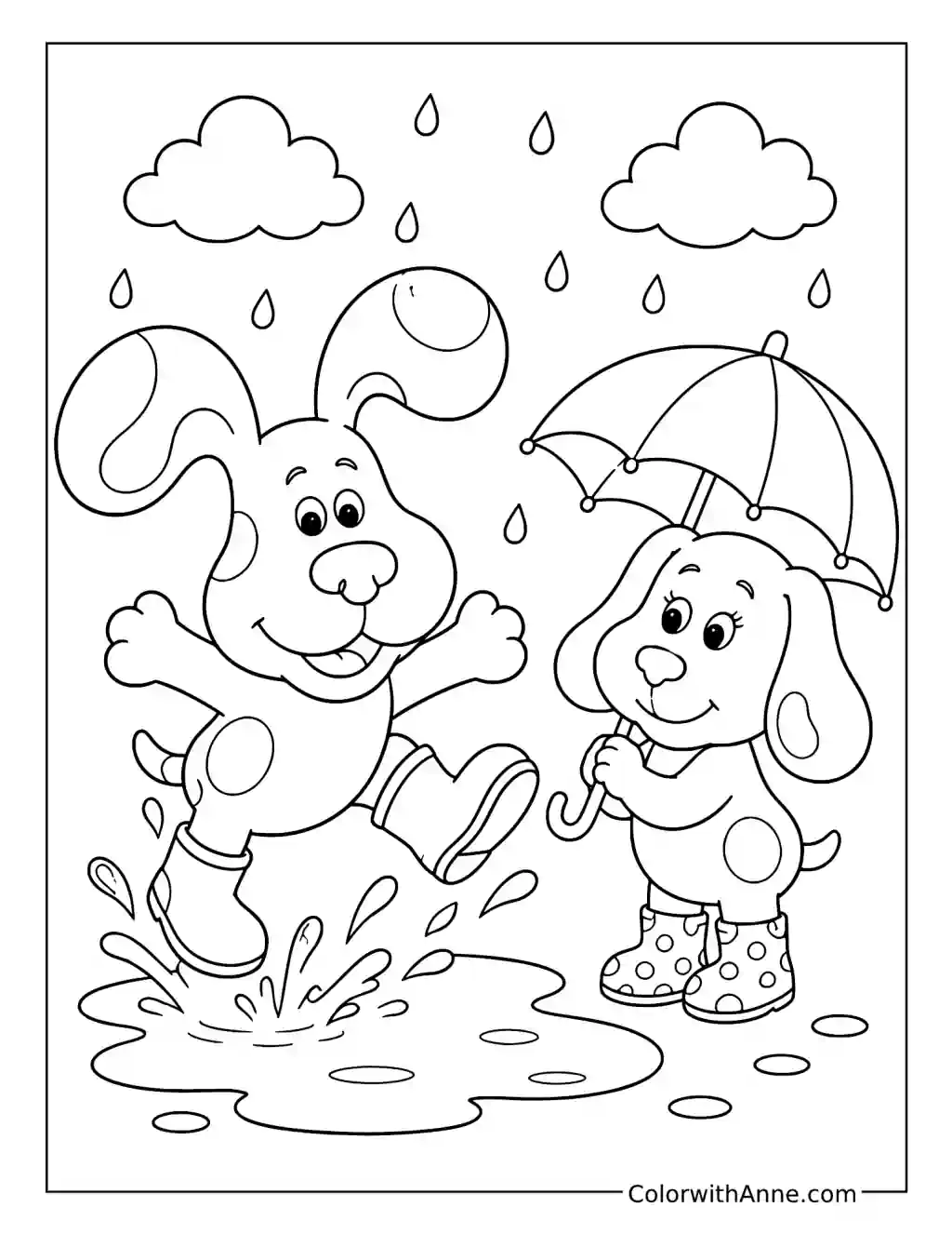 Blue's Rainy Day Puddle Jump coloring page
