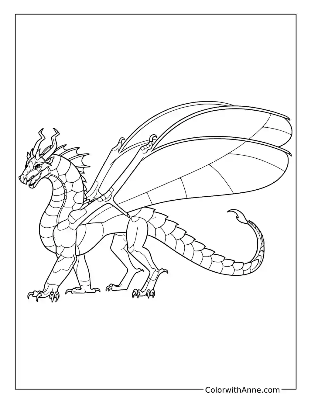 Blue Standing with Four Wings coloring page