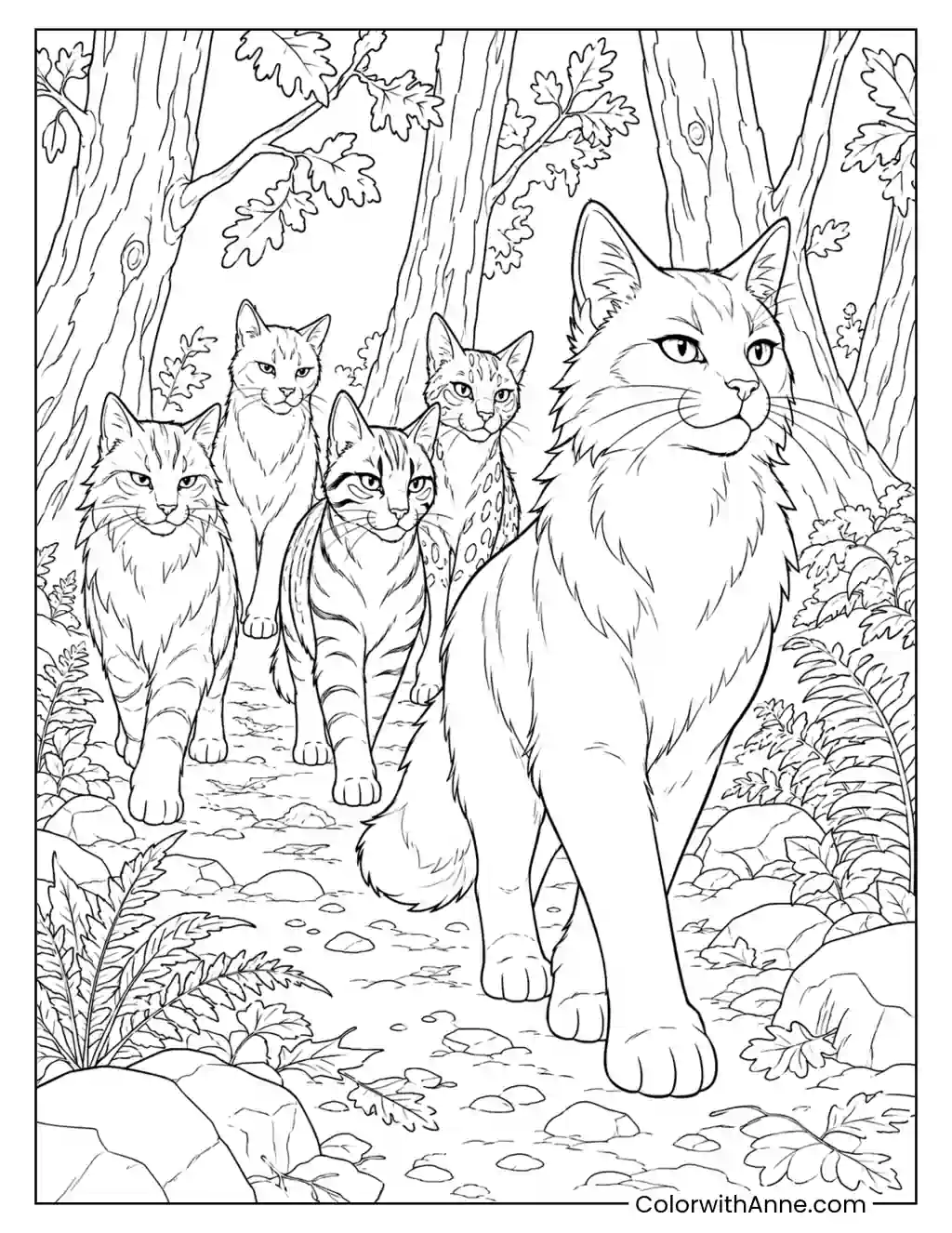 Bluestar Leading ThunderClan coloring page