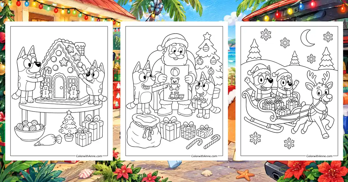Bluey Christmas Coloring Pages banner