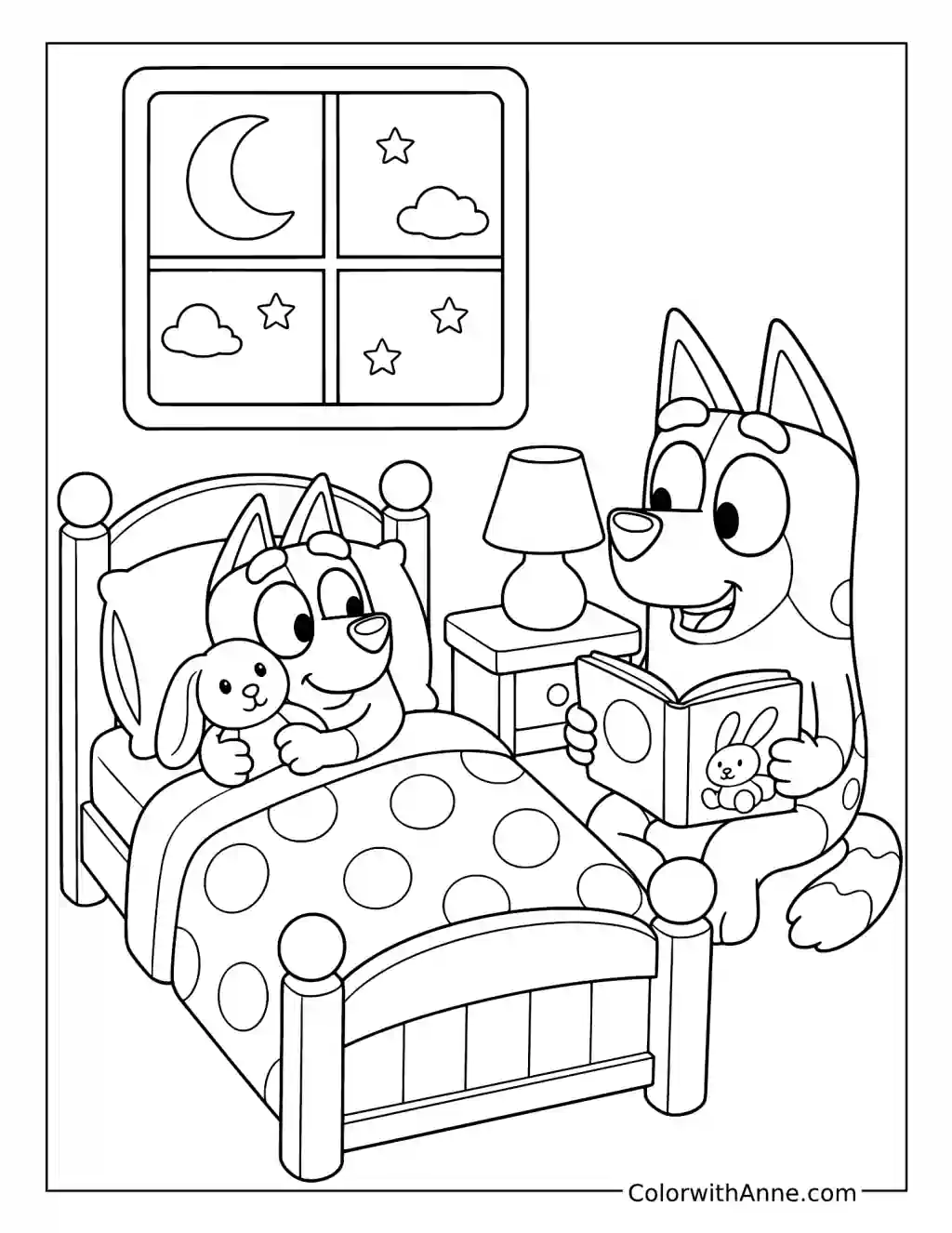 Bluey Reading Bingo a Bedtime Story coloring page