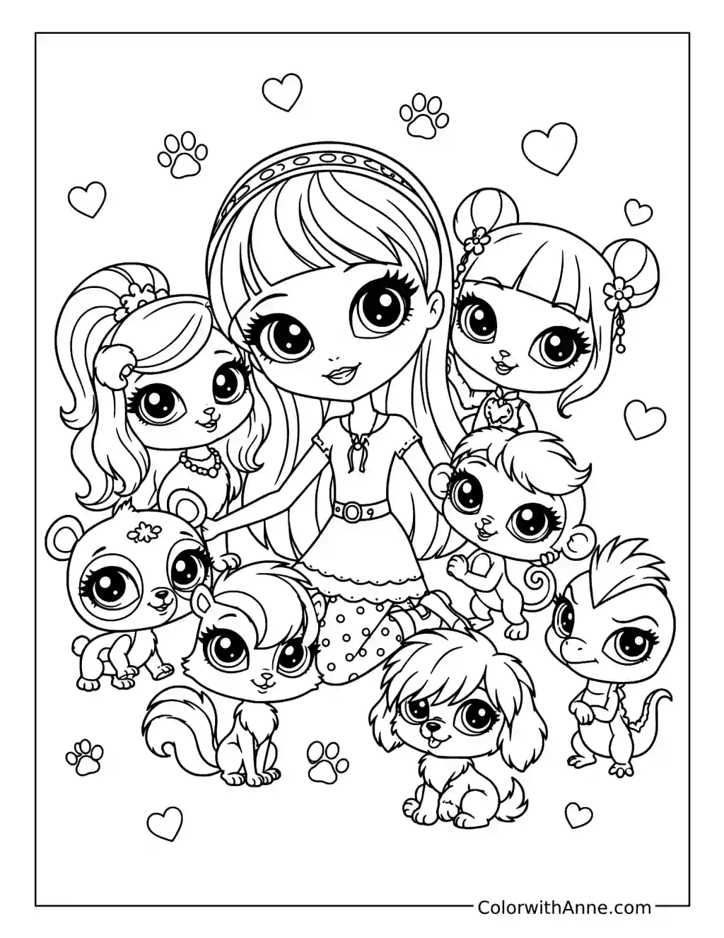 Blythe Baxter and Her Pet Friends coloring page