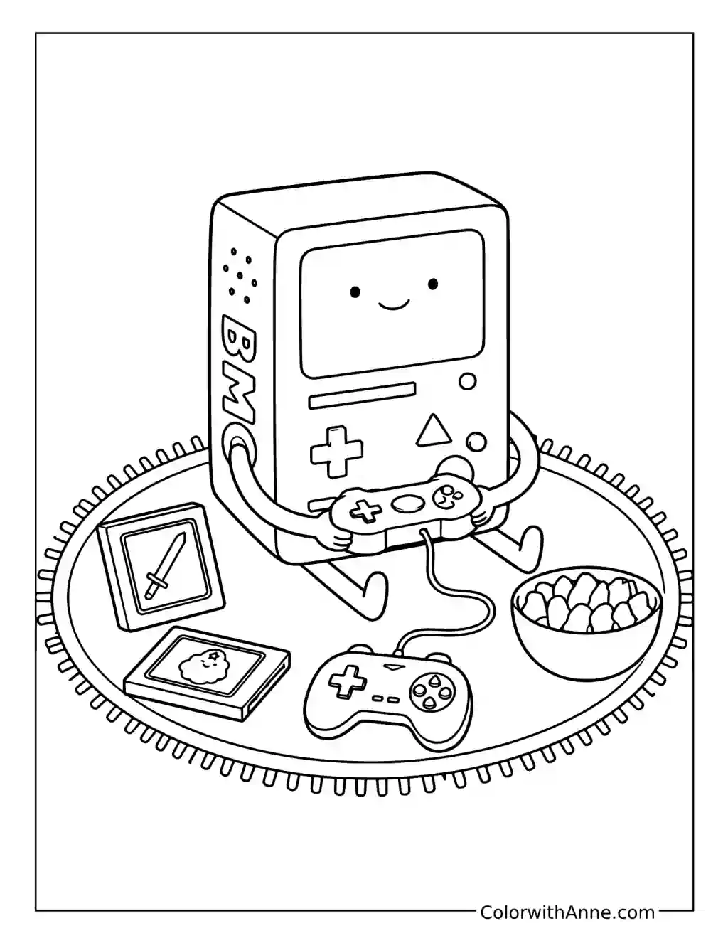 BMO Playing a Video Game coloring page