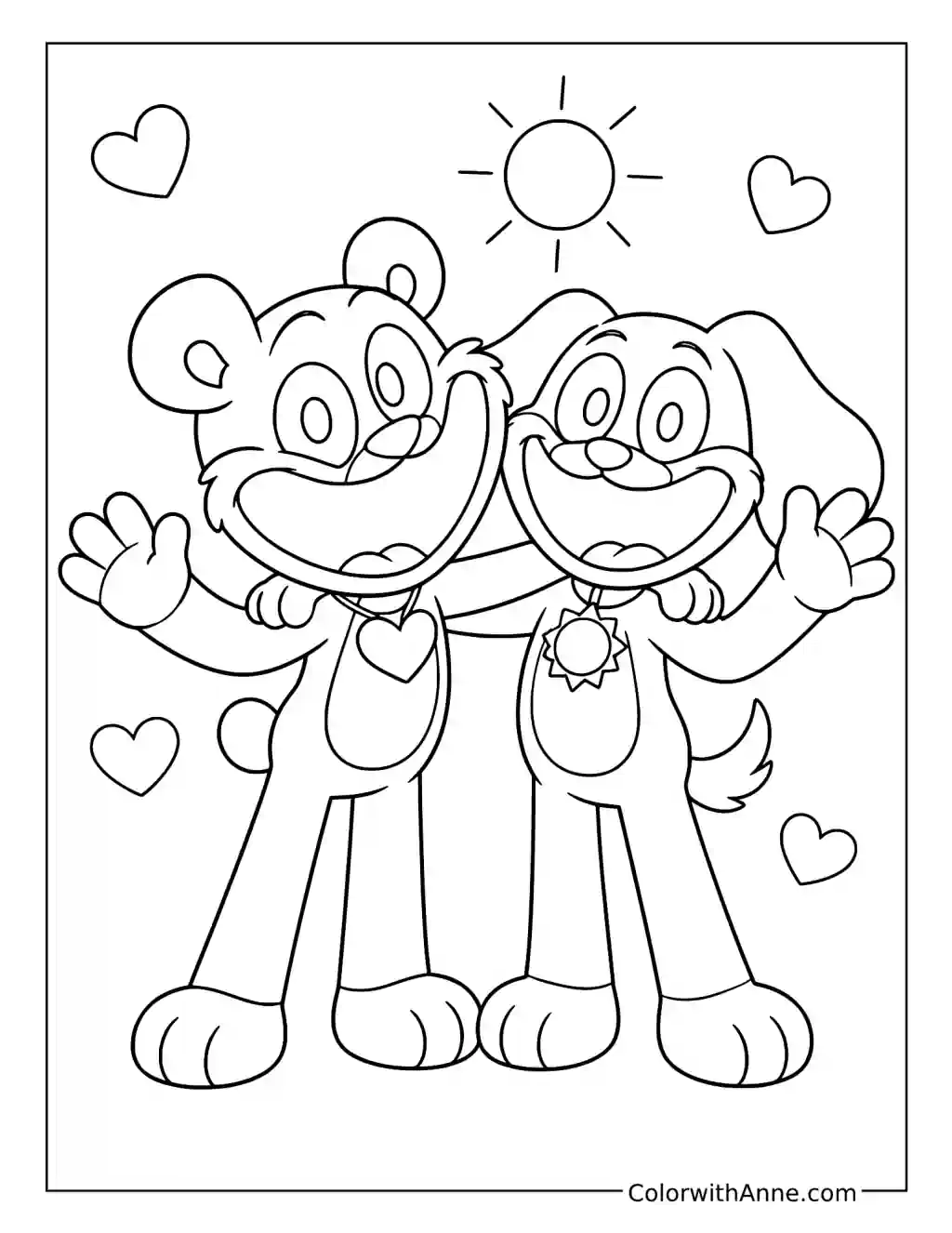 Bobby BearHug and DogDay Friendship coloring page
