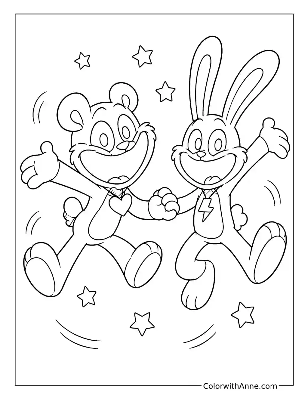 Bobby BearHug and Hoppy Hopscotch Jumping coloring page