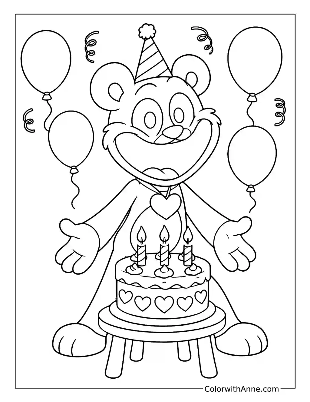 Bobby BearHug Birthday Party coloring page