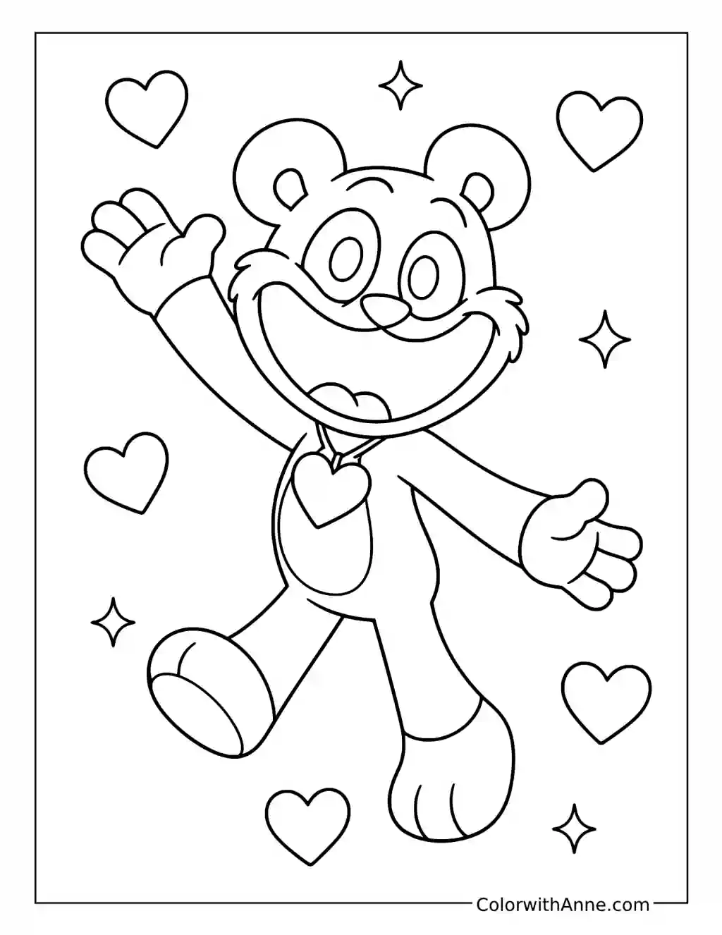 Bobby BearHug Dancing with Hearts coloring page