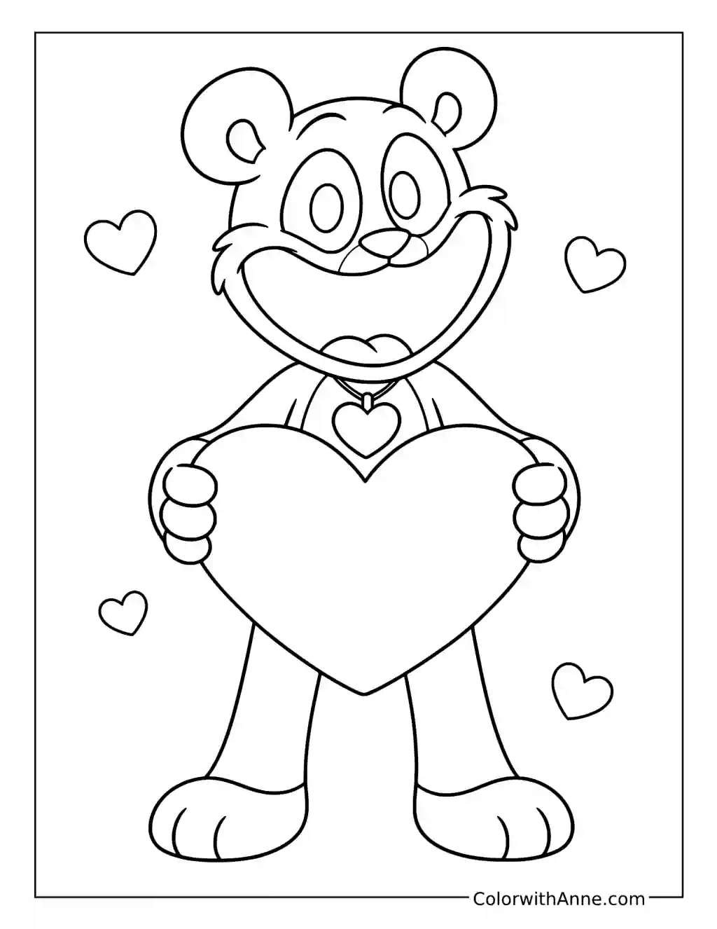 Bobby BearHug Holding a Giant Heart coloring page