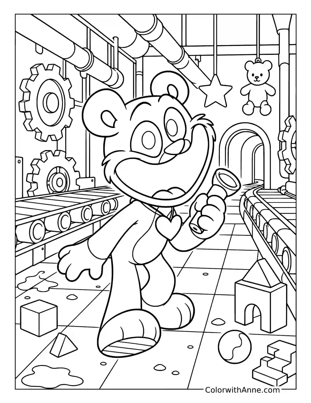 Bobby BearHug in the Toy Factory coloring page