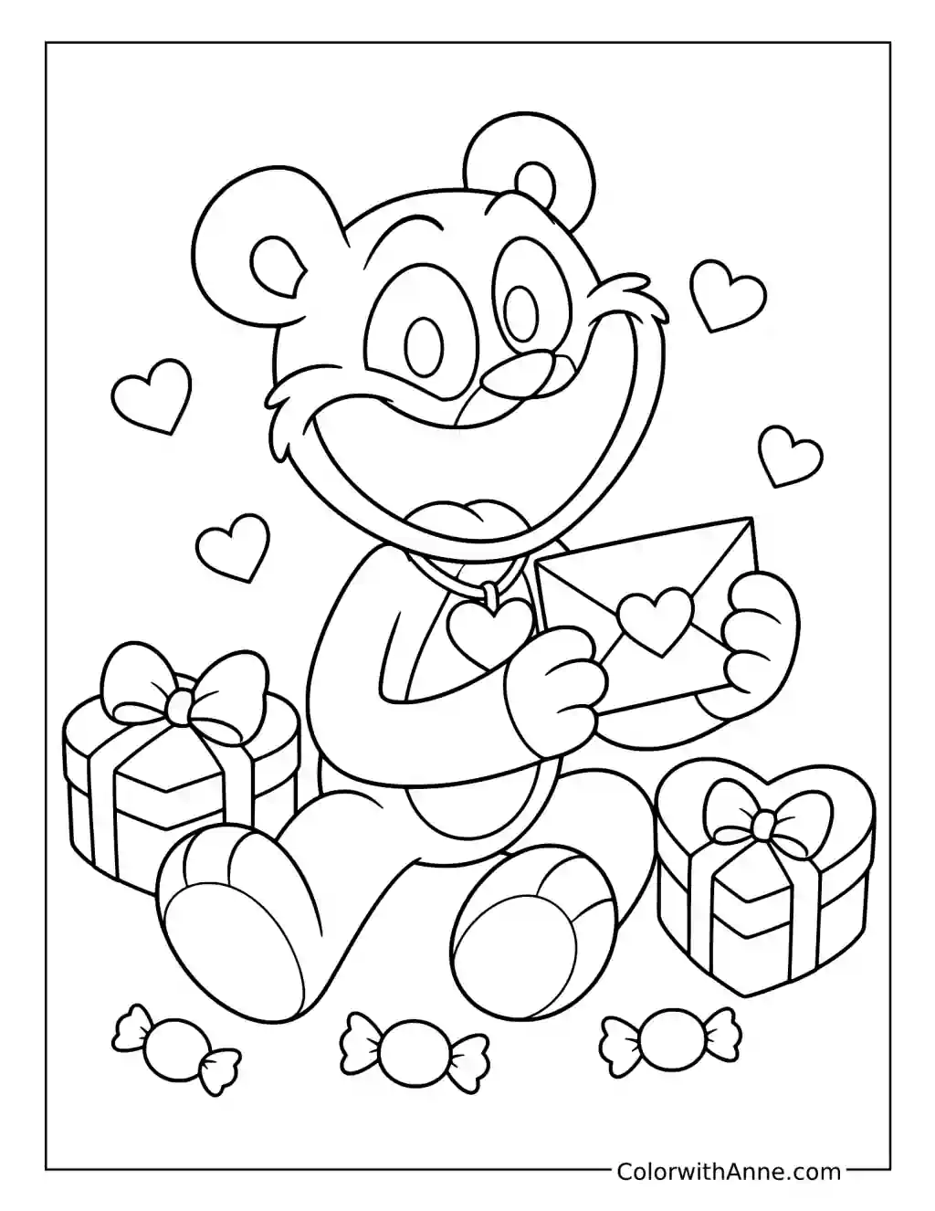 Bobby BearHug Valentine Surprise coloring page