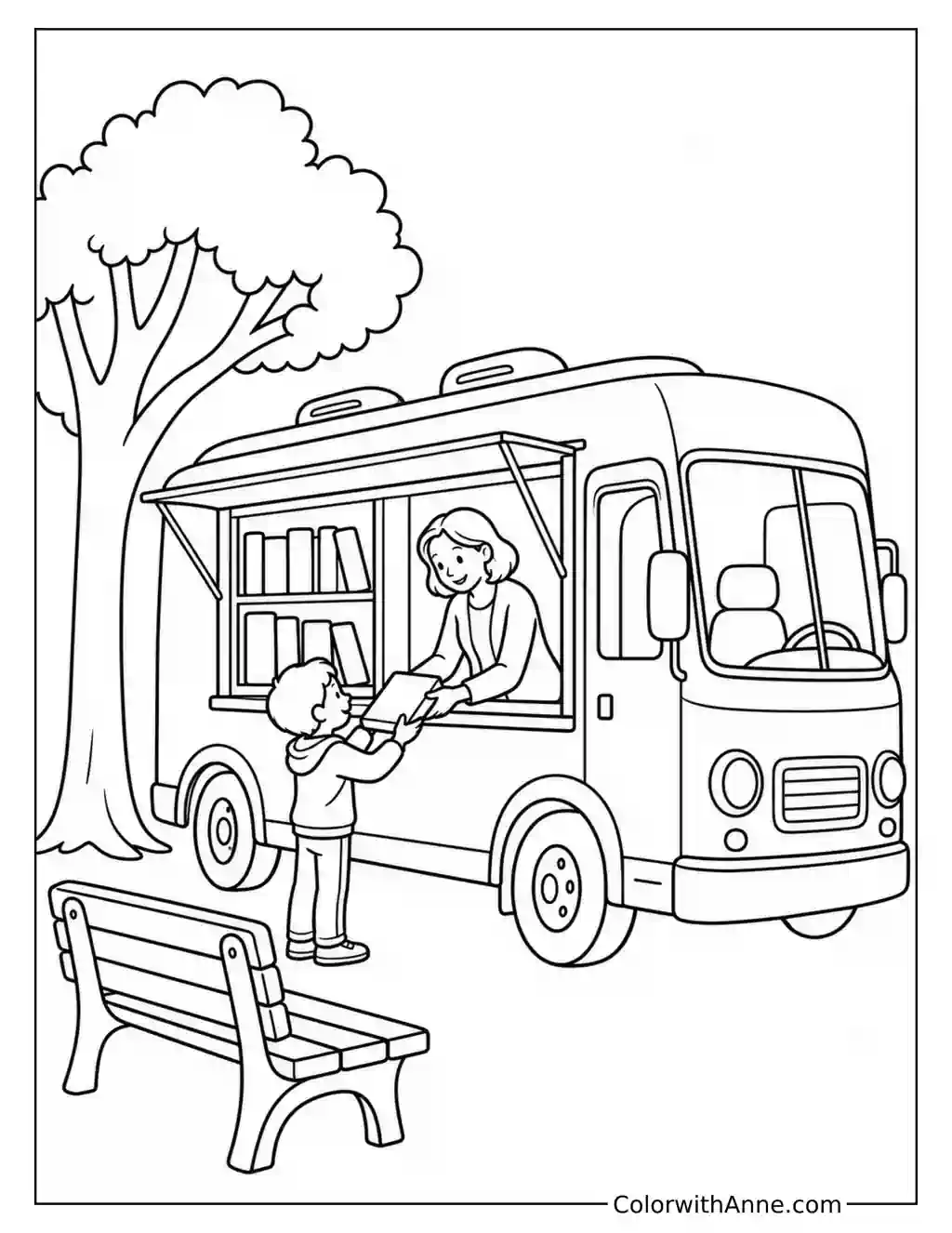 Bookmobile in the Park coloring page