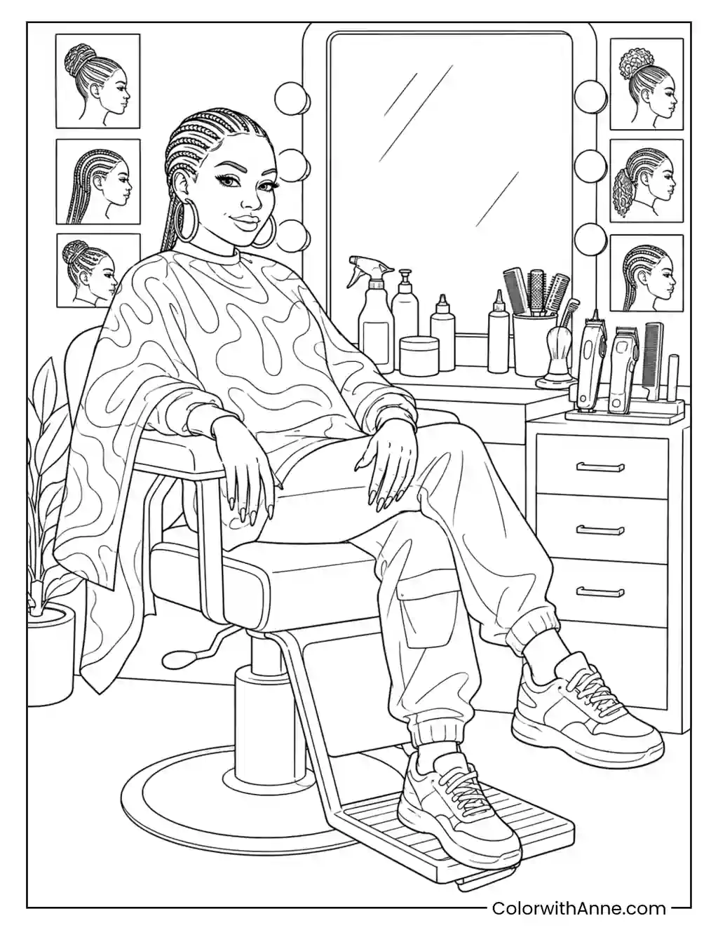 Boss Girl at the Barbershop coloring page