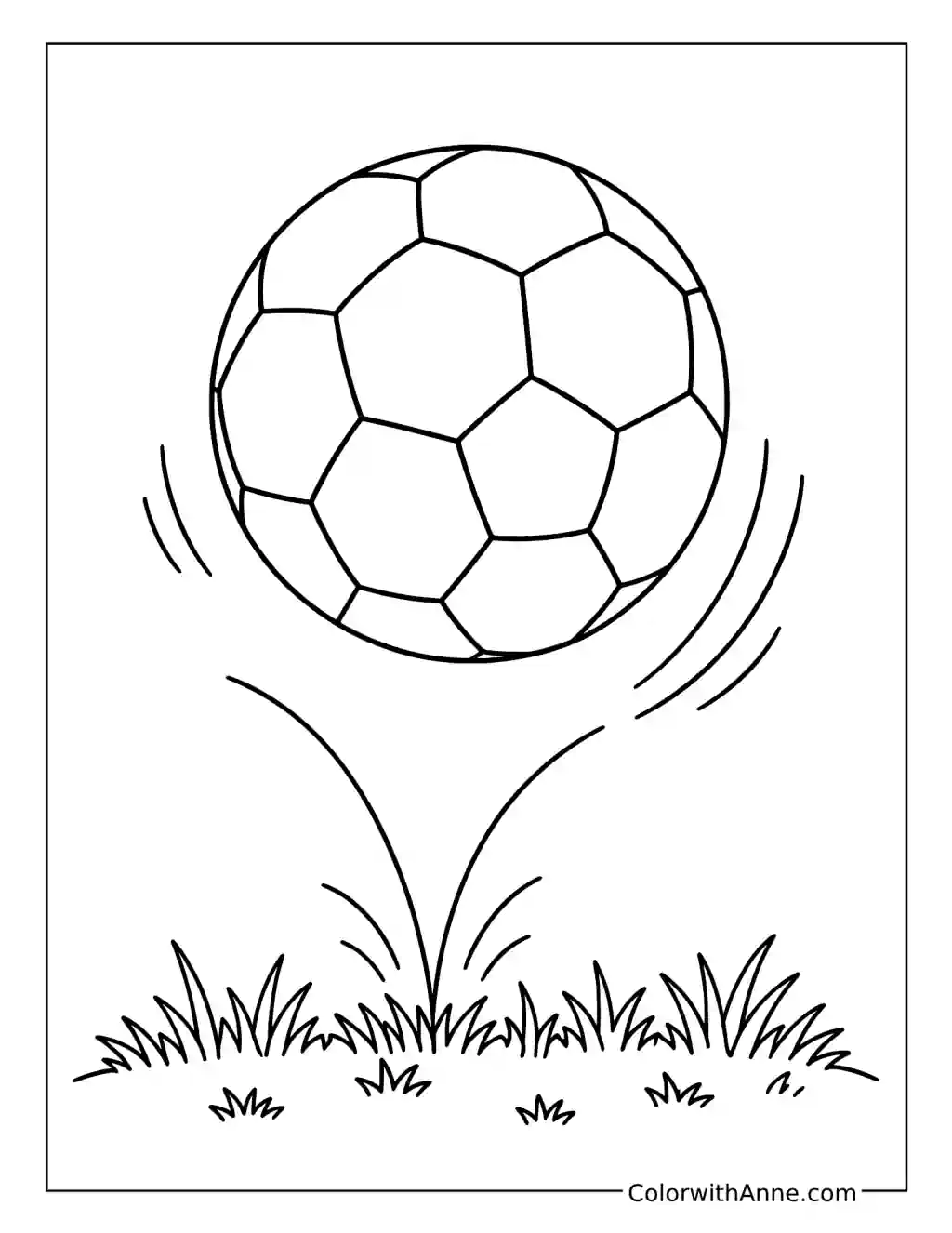 Bouncing Soccer Ball on Grass coloring page