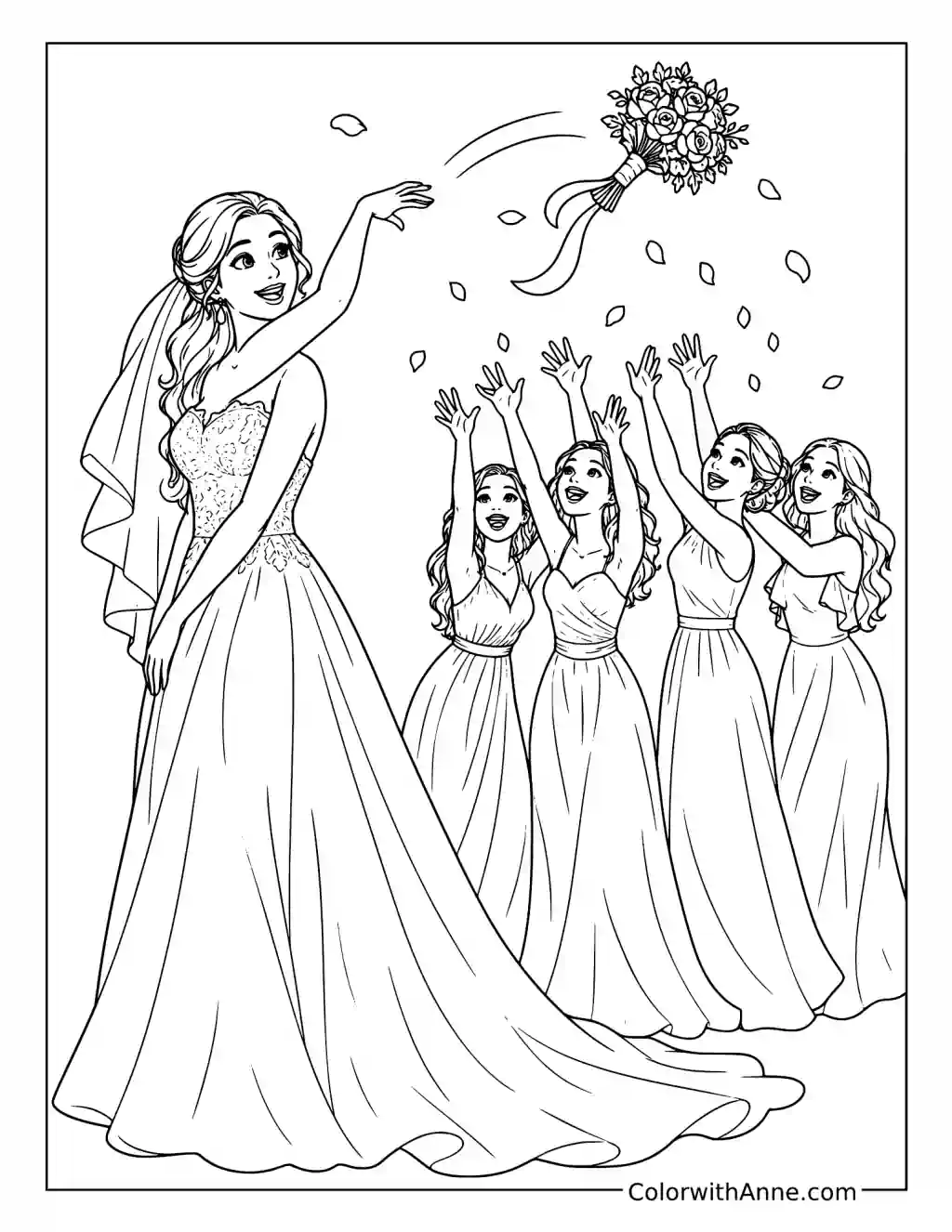 Bouquet Toss Celebration coloring page