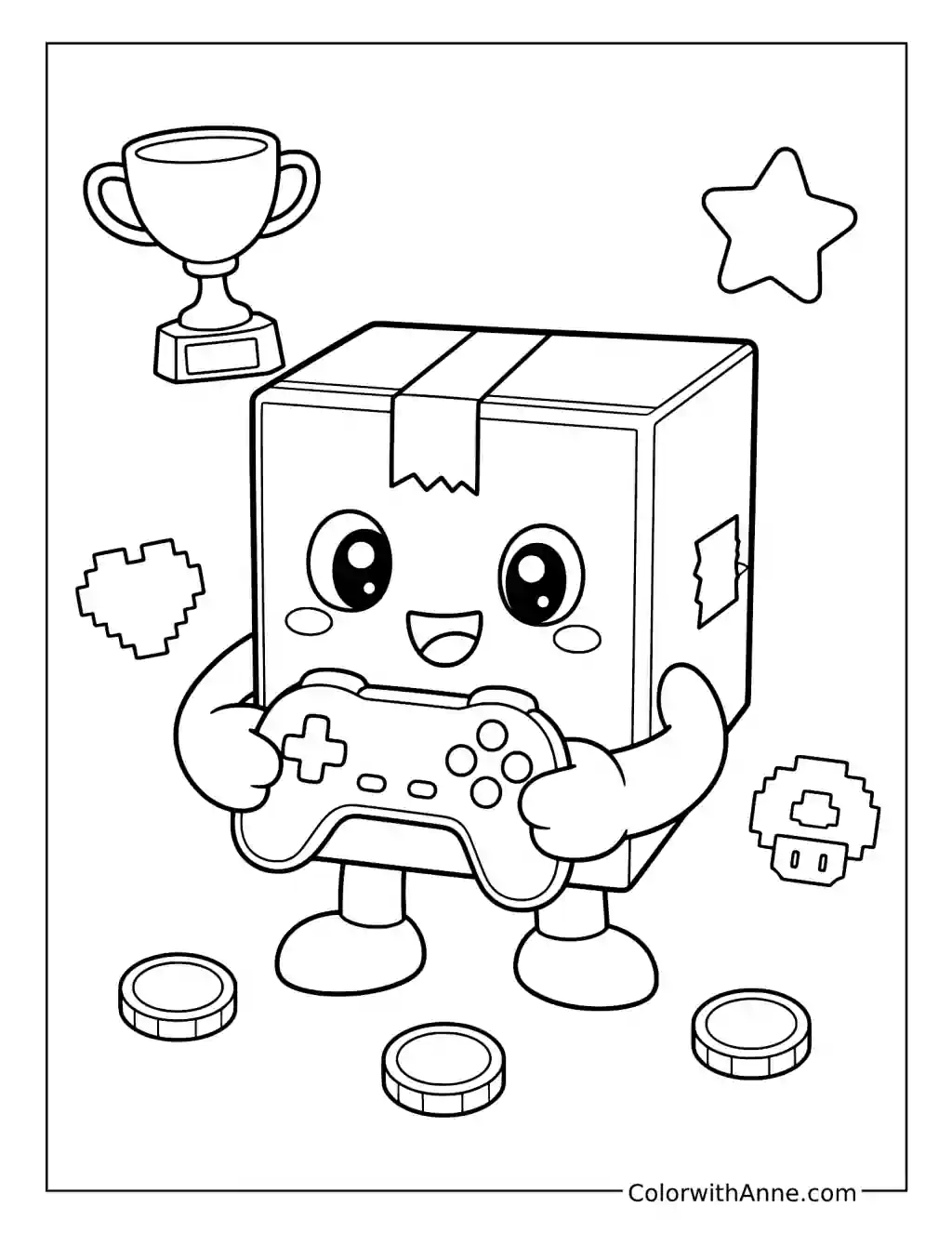 Boxy Playing a Video Game coloring page
