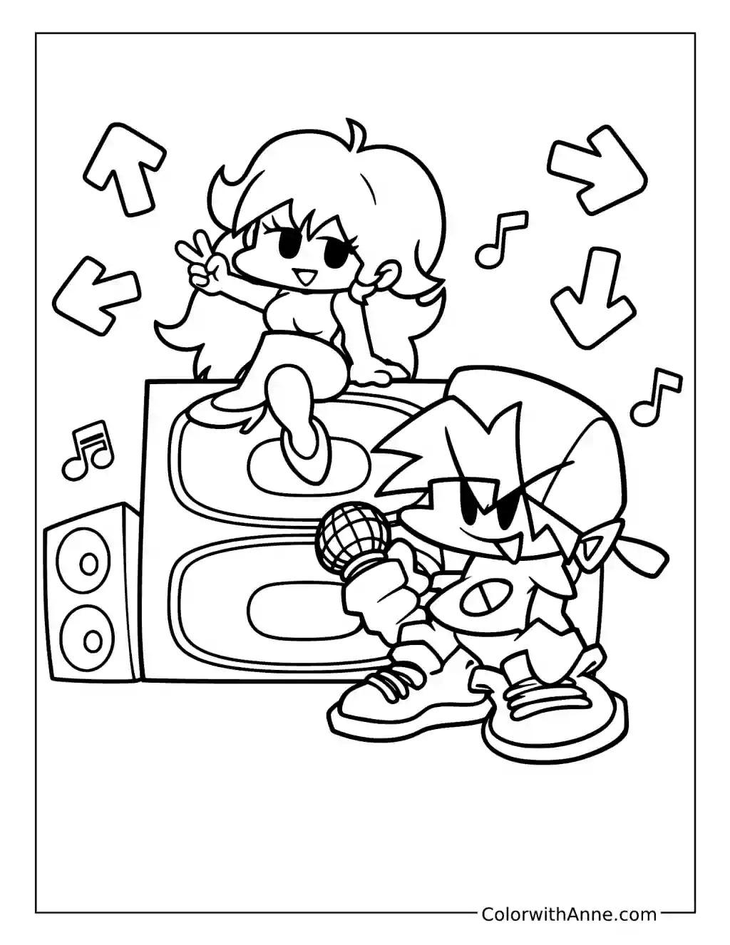 Boyfriend and Girlfriend Speaker Stage coloring page