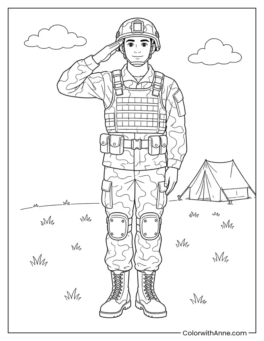 Brave Army Soldier coloring page