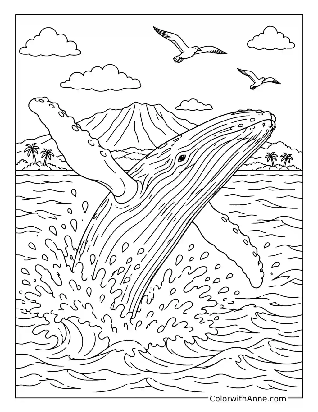 Breaching Humpback Whale coloring page