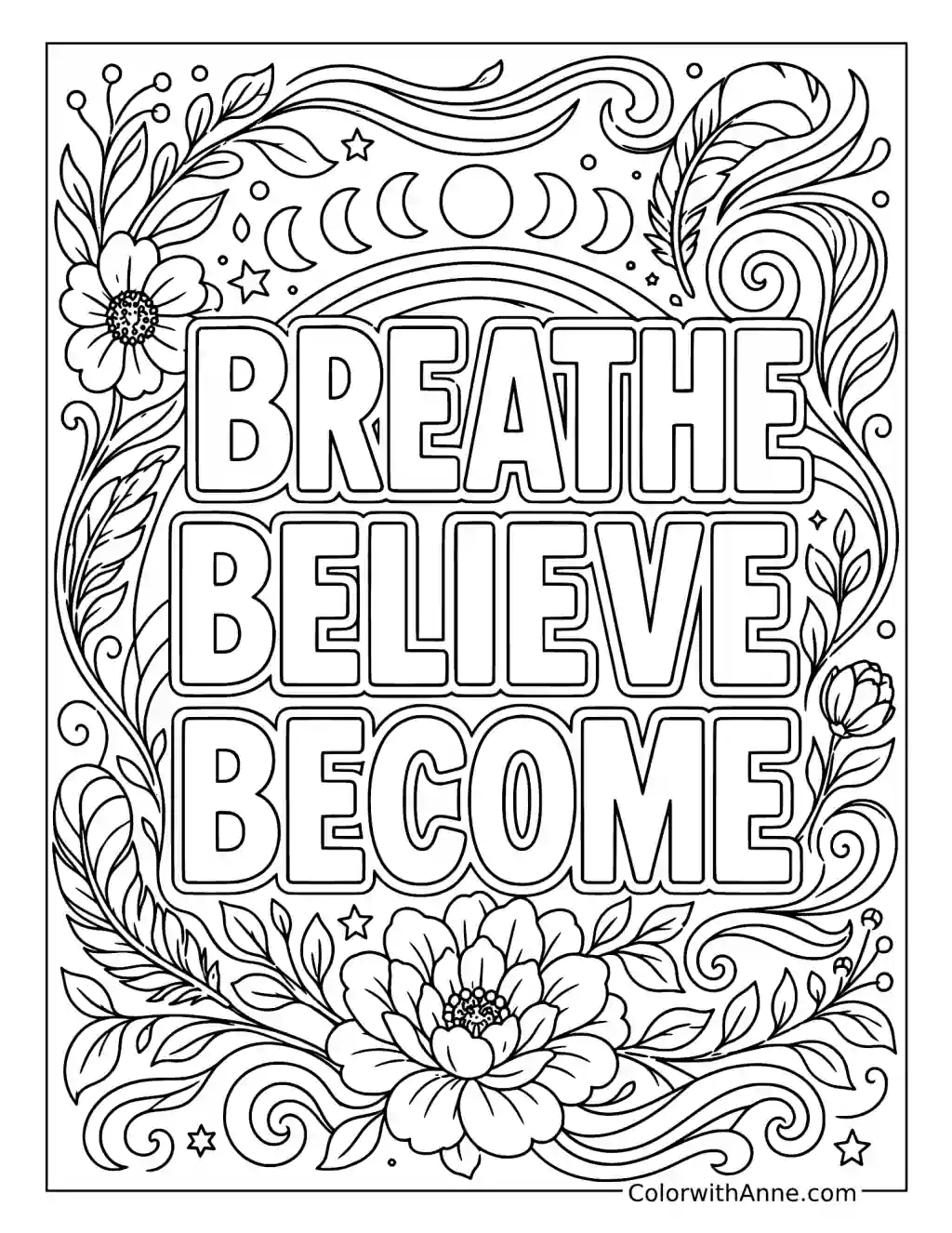 Breathe Believe Become coloring page