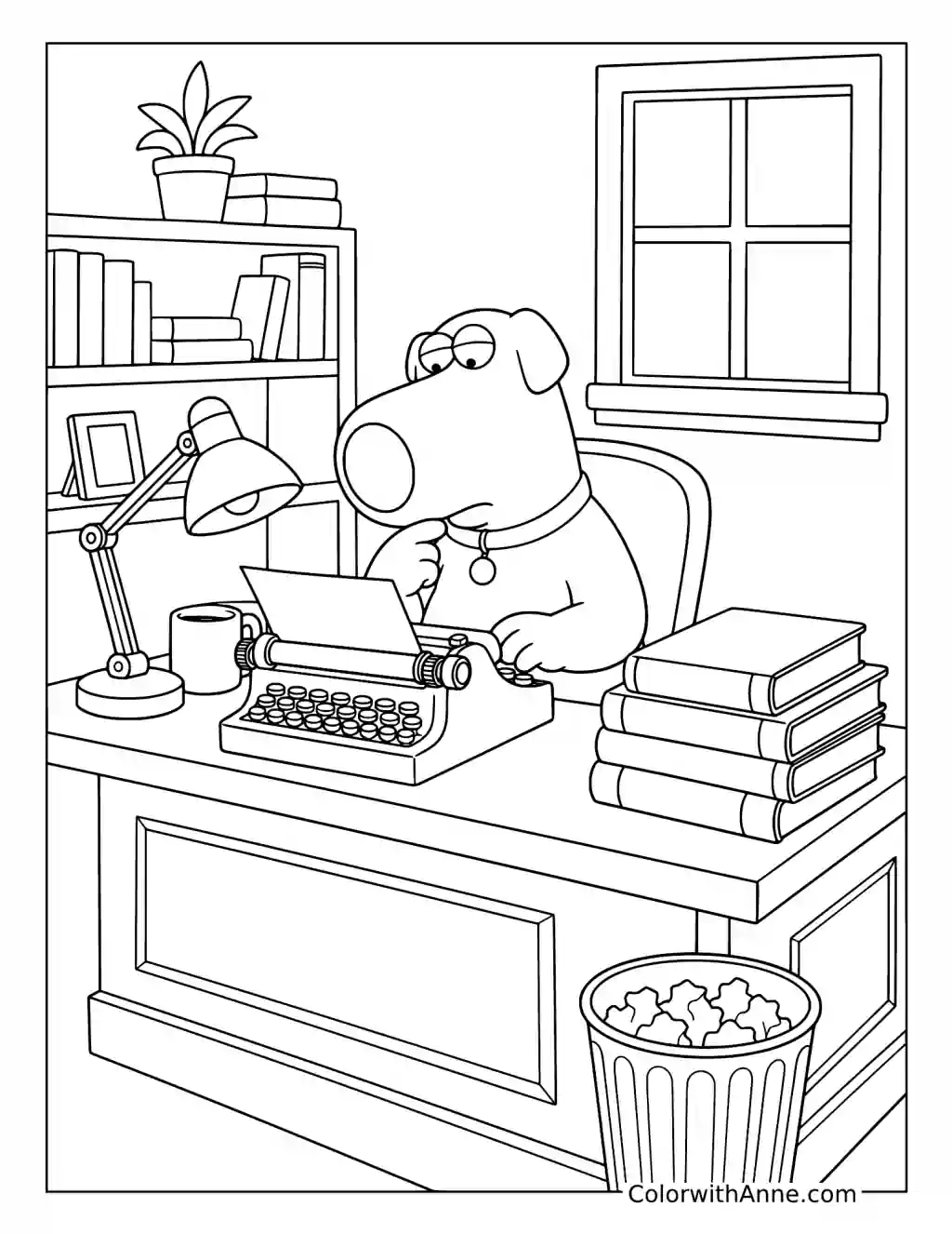 Brian Writing at His Desk coloring page