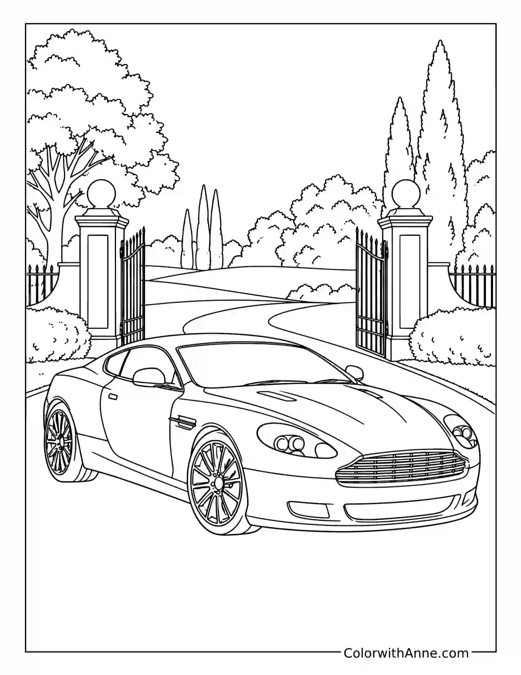 British Grand Tourer at the Estate coloring page