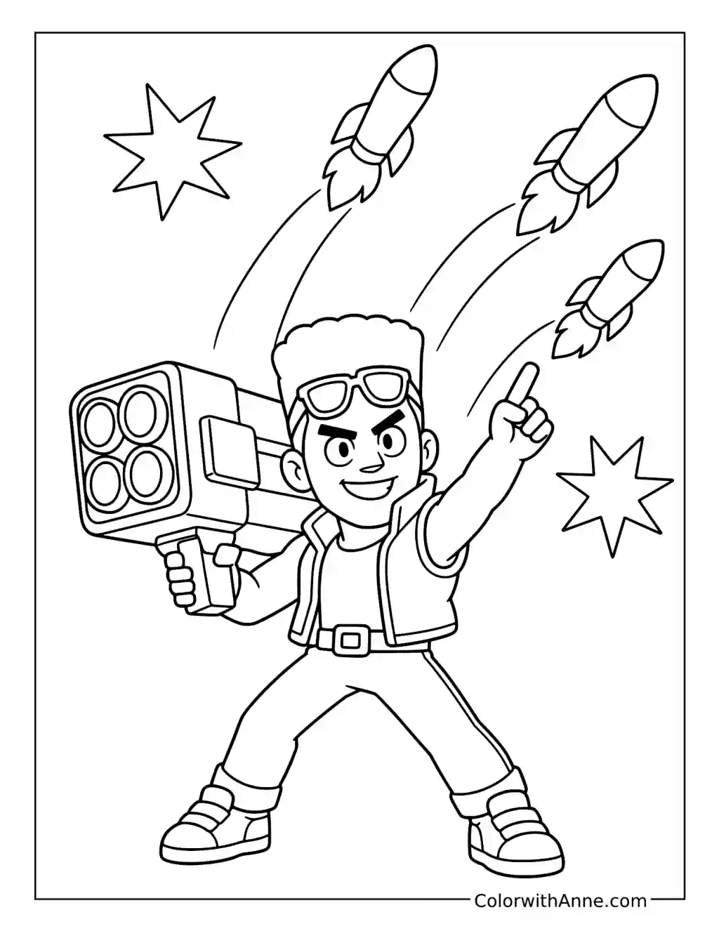 Brock Launching Rockets coloring page