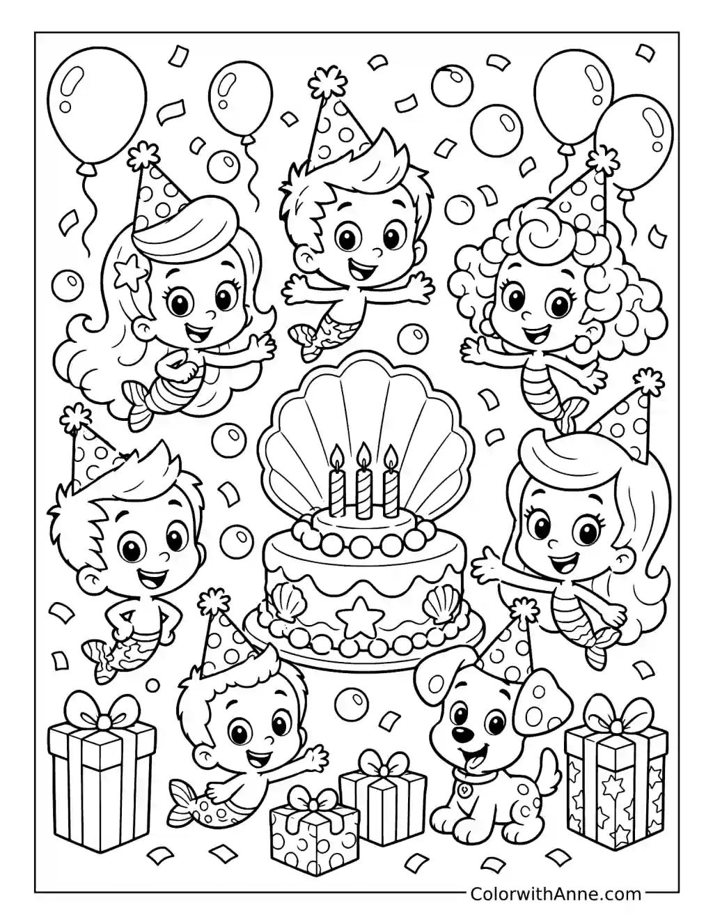 Bubble Guppies Birthday Party coloring page