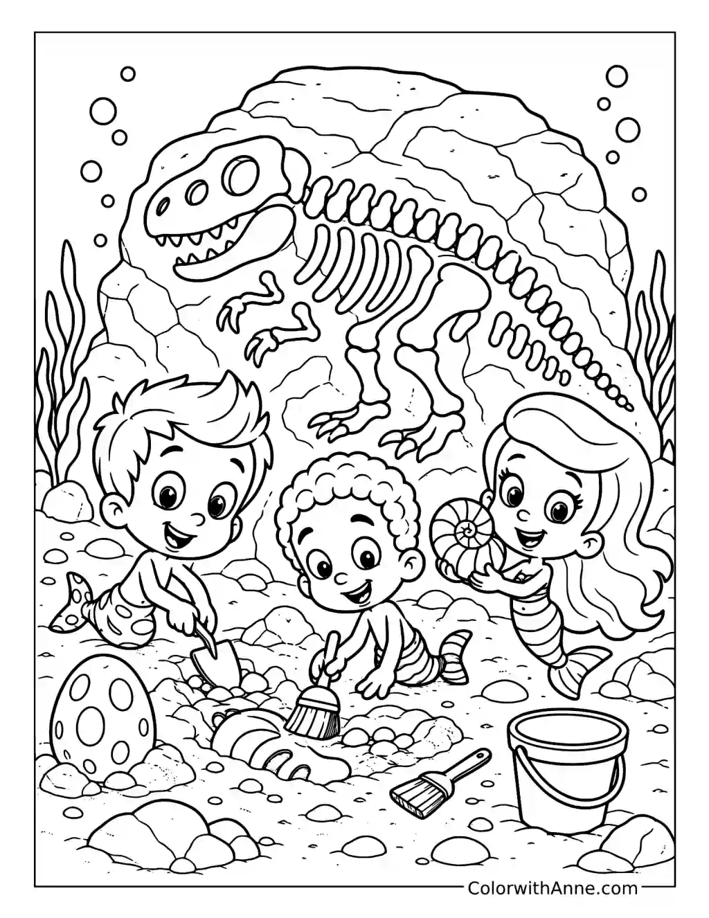 Bubble Guppies Dinosaur Fossil Dig coloring page