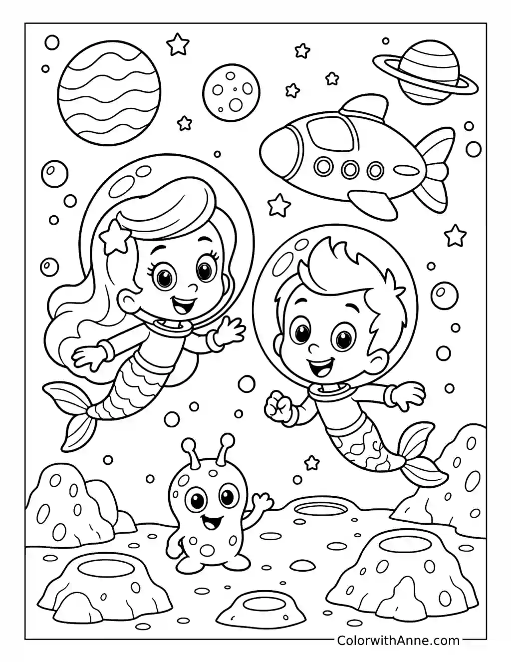 Bubble Guppies Moon Adventure coloring page