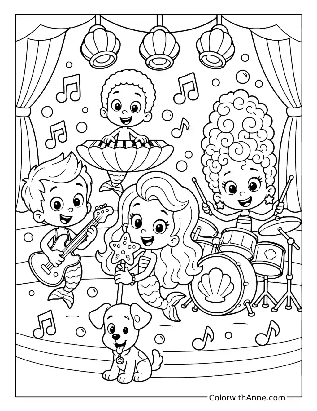 Bubble Guppies Rock Band coloring page