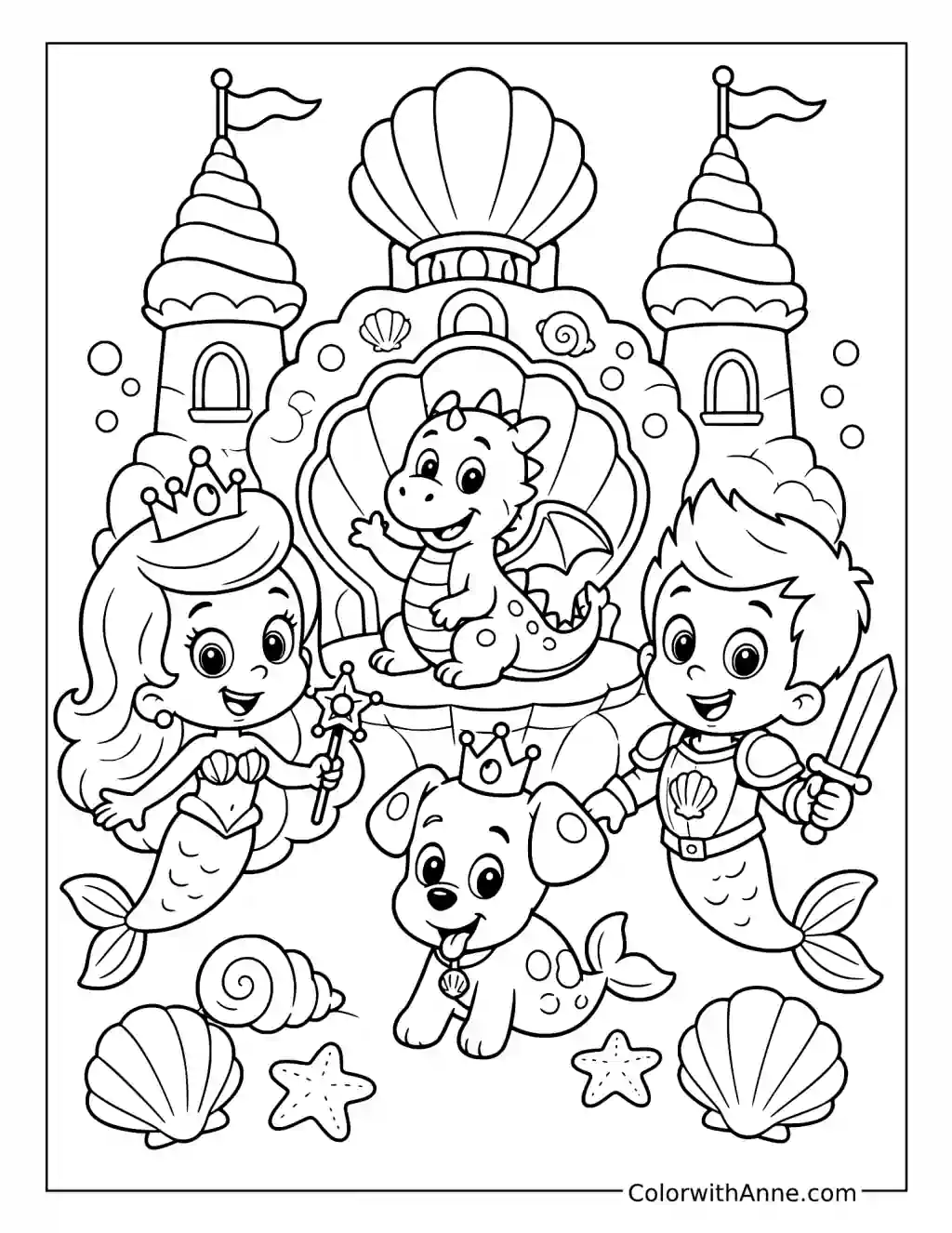 Bubble Guppies’ Shell Castle Adventure coloring page