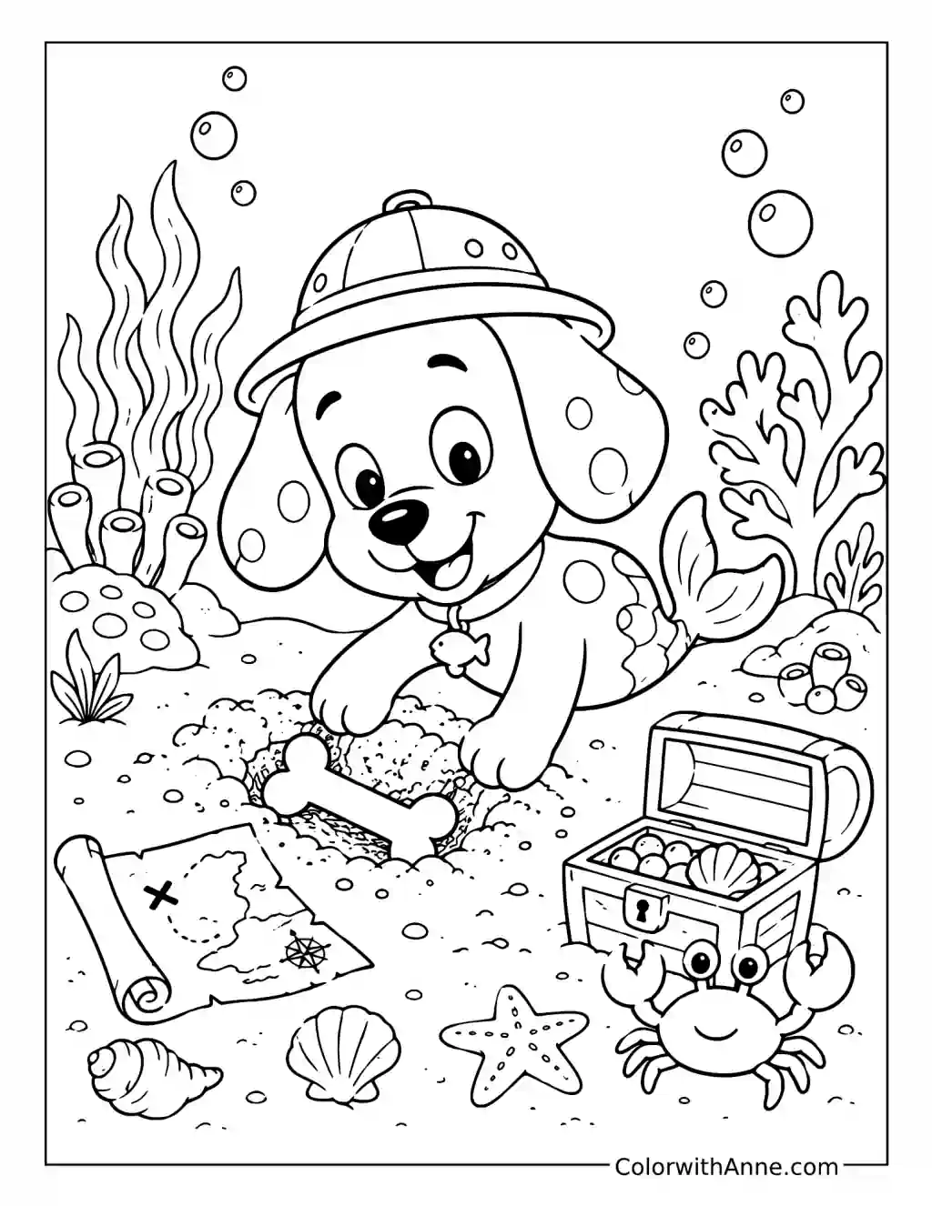 Bubble Puppy’s Underwater Treasure Hunt coloring page