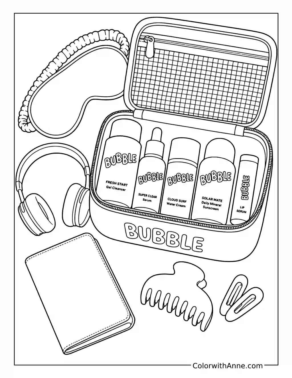 Bubble Skincare Travel Bag coloring page