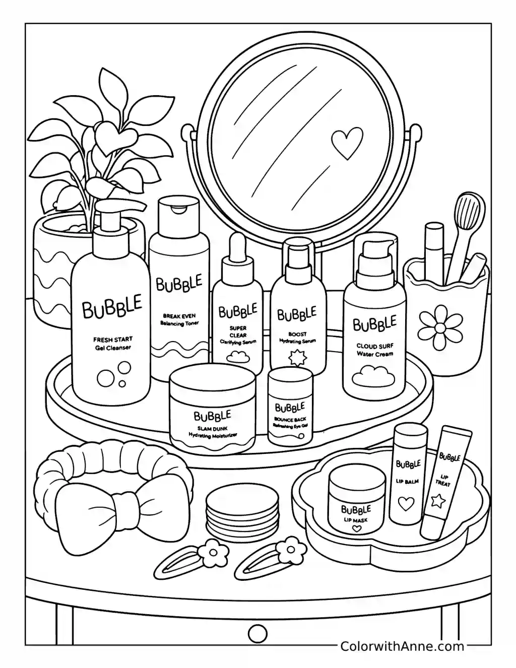Bubble Skincare Vanity Collection coloring page