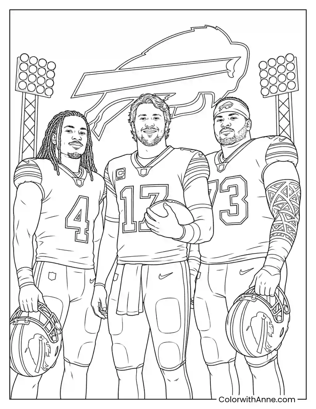 Buffalo Bills Pro Bowl Trio coloring page