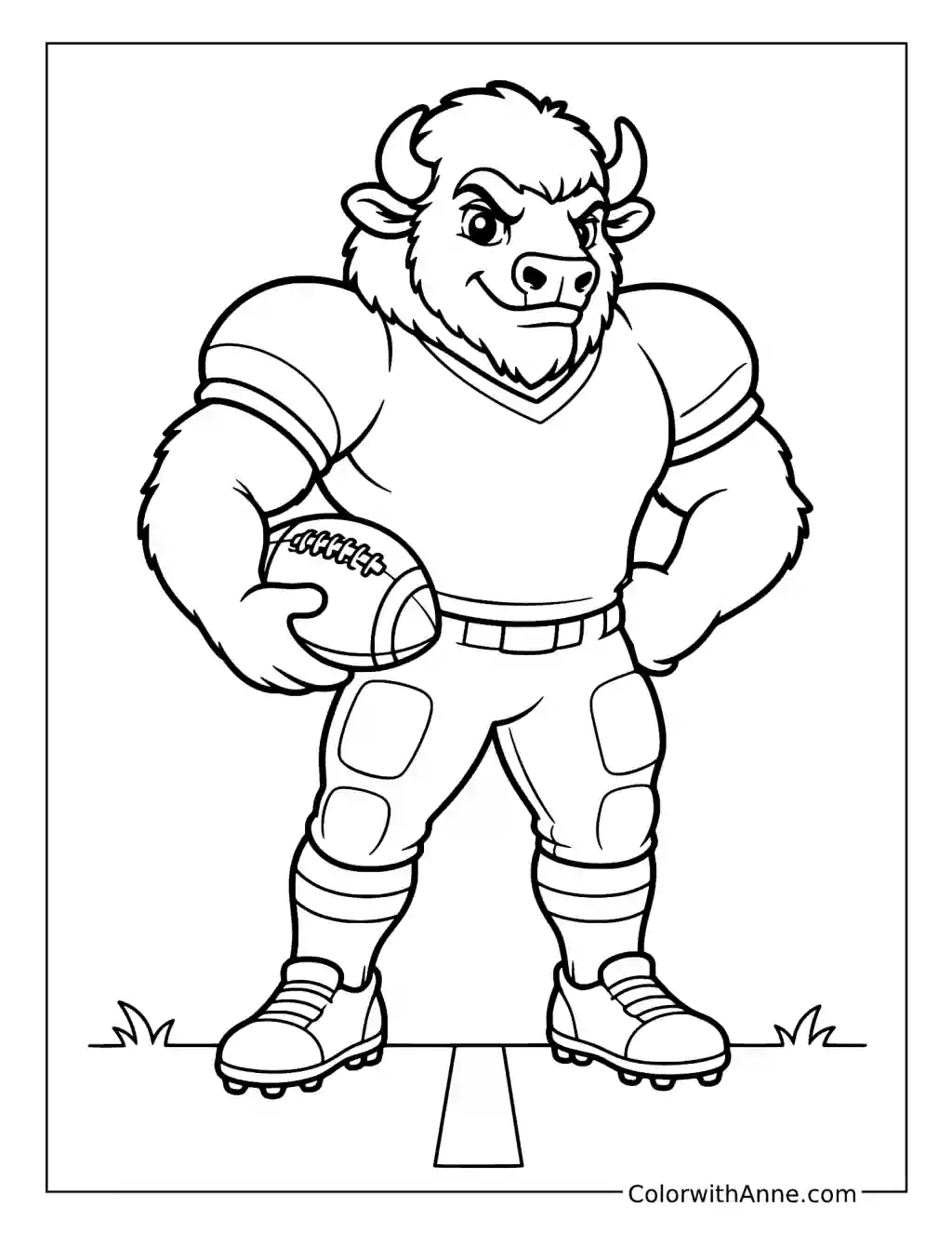 Buffalo Mascot Holding a Football coloring page