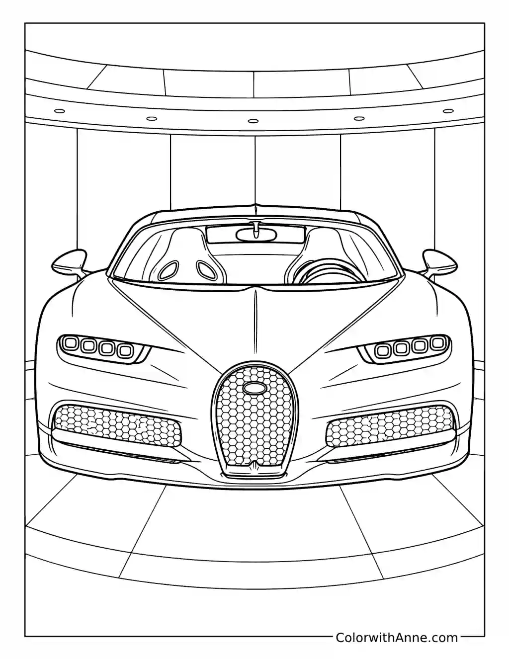 Bugatti Chiron Front Portrait coloring page