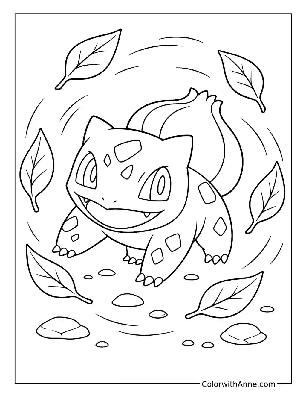 Bulbasaur’s Leafy Spin coloring page