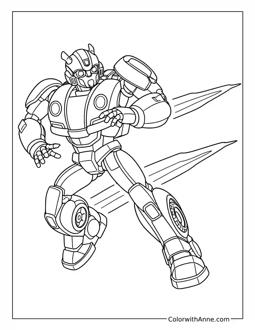Bumblebee Dodges Energy Streaks coloring page