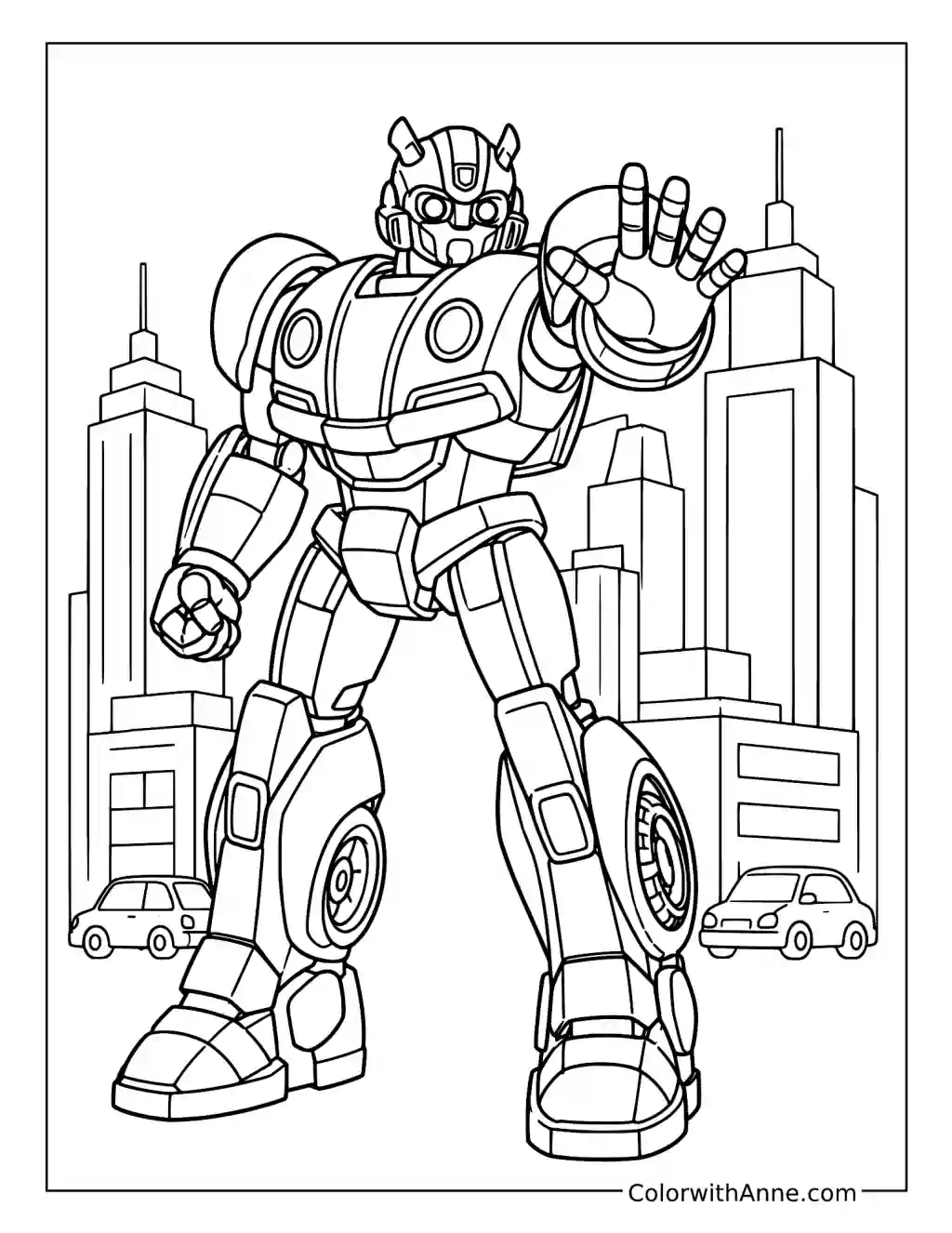 Bumblebee Protects the City coloring page