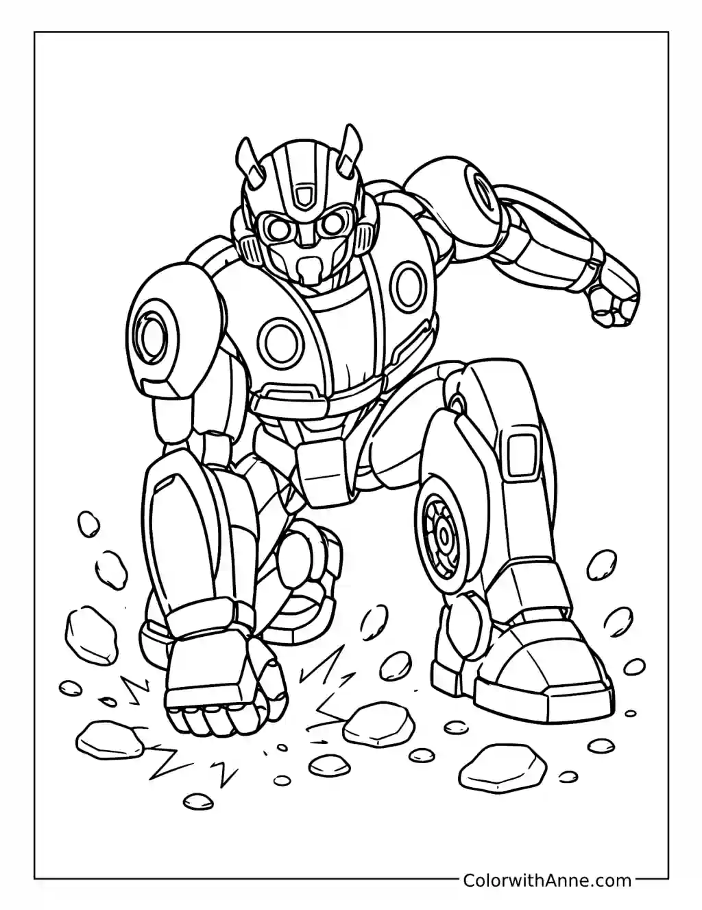 Bumblebee's Dusty Landing Pose coloring page