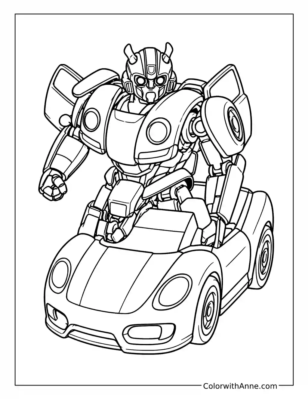 Bumblebee's Sports Car Transformation coloring page