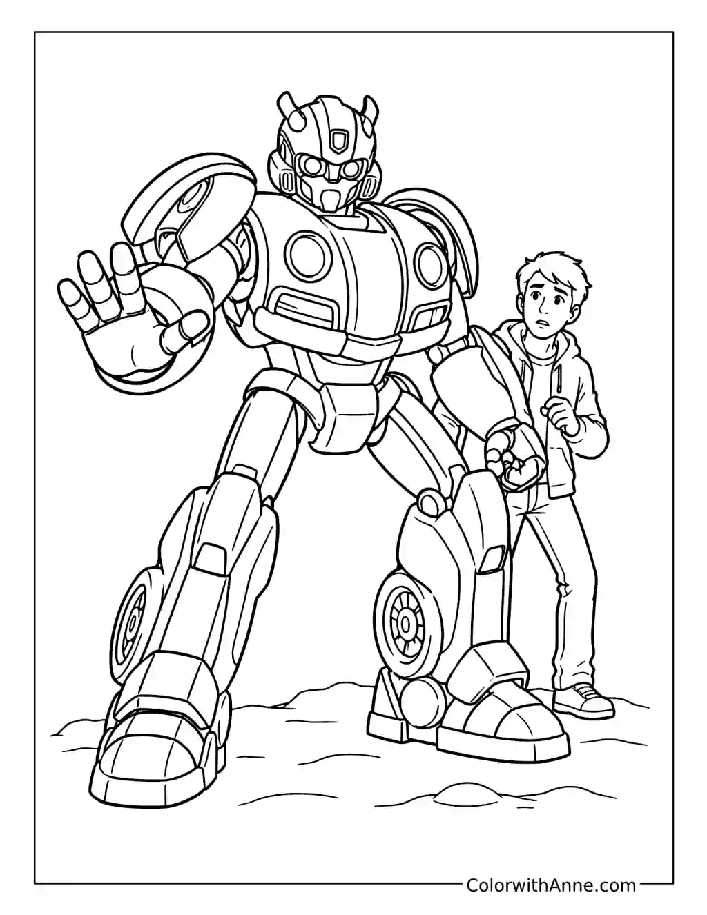 Bumblebee Shields a Friend coloring page
